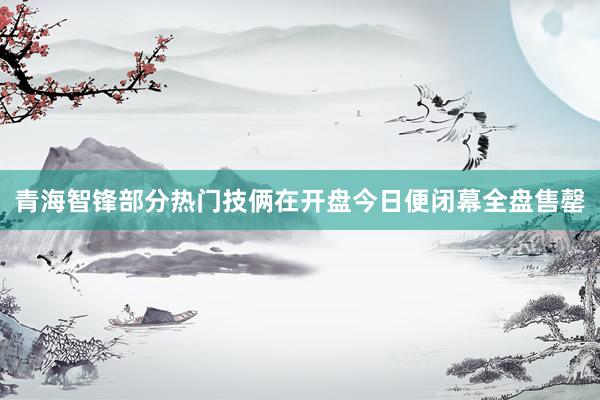 青海智锋部分热门技俩在开盘今日便闭幕全盘售罄