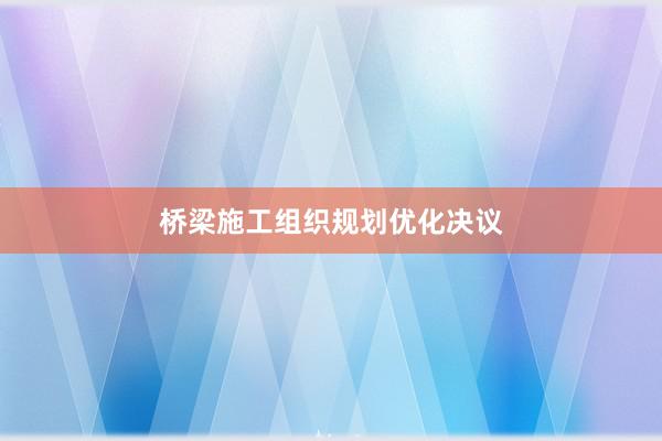 桥梁施工组织规划优化决议